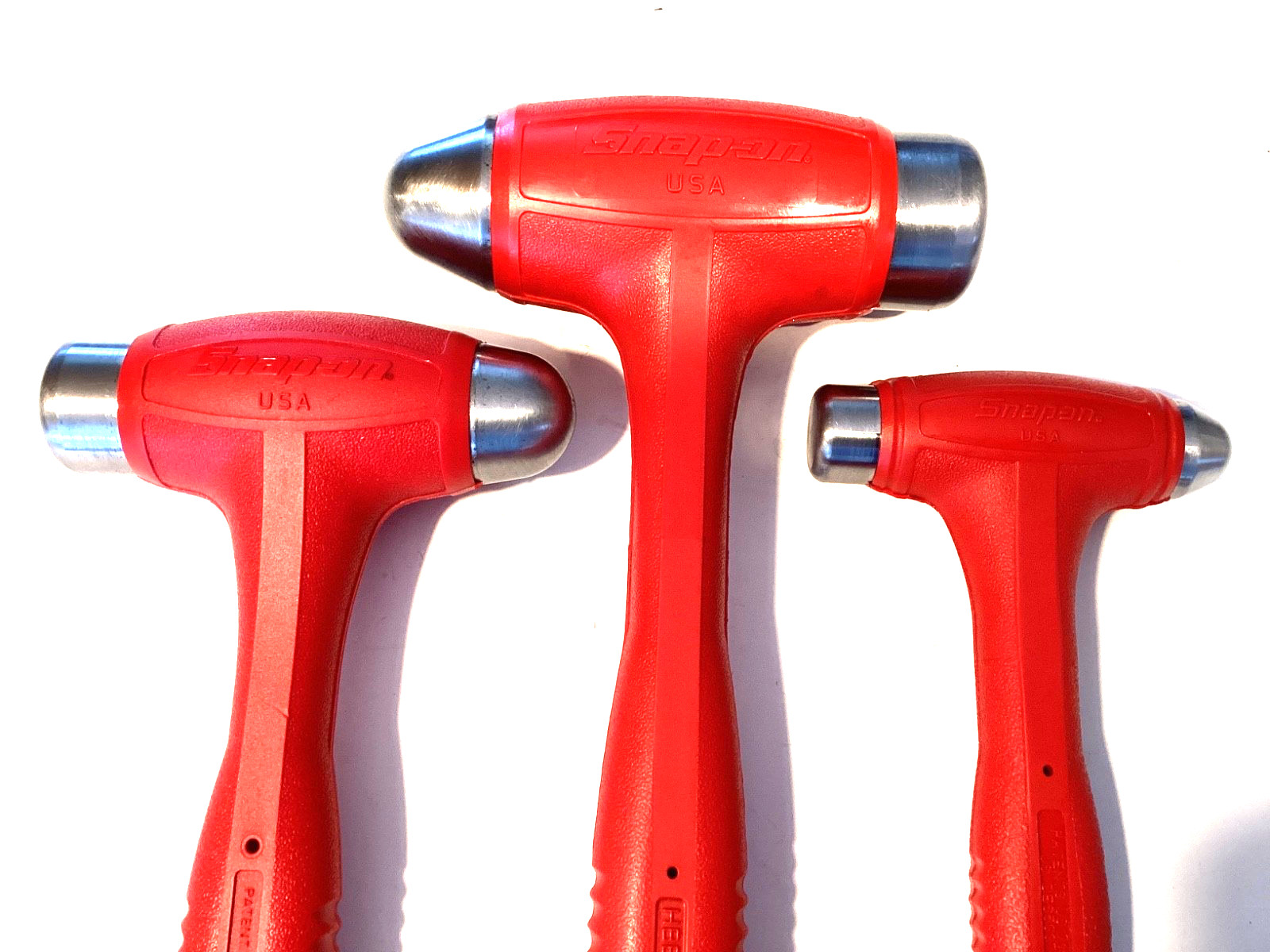 Snap On 3 Piece RED Soft Grip Ball Peen Dead Blow Hammer Set FOAM Tray HBBD302FR