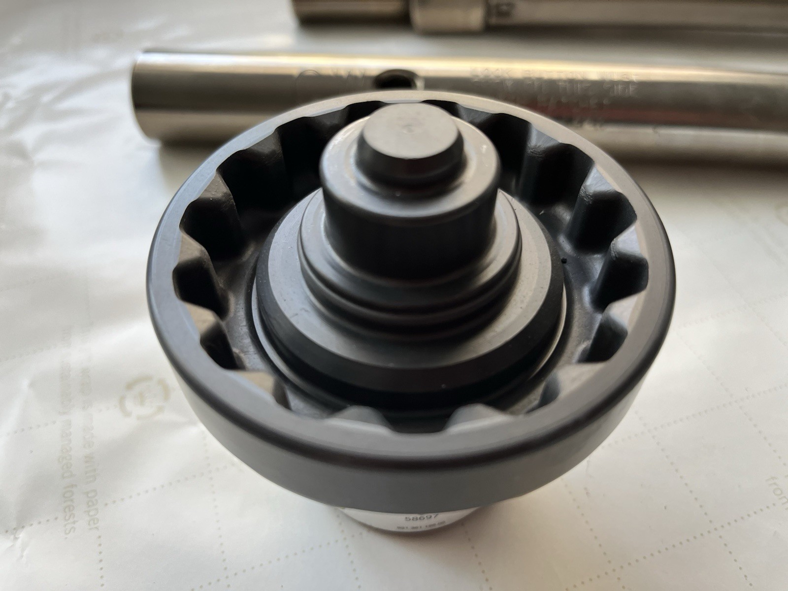 Porsche center lug tool and Click Ratcheting Torque Wrench Adapter
