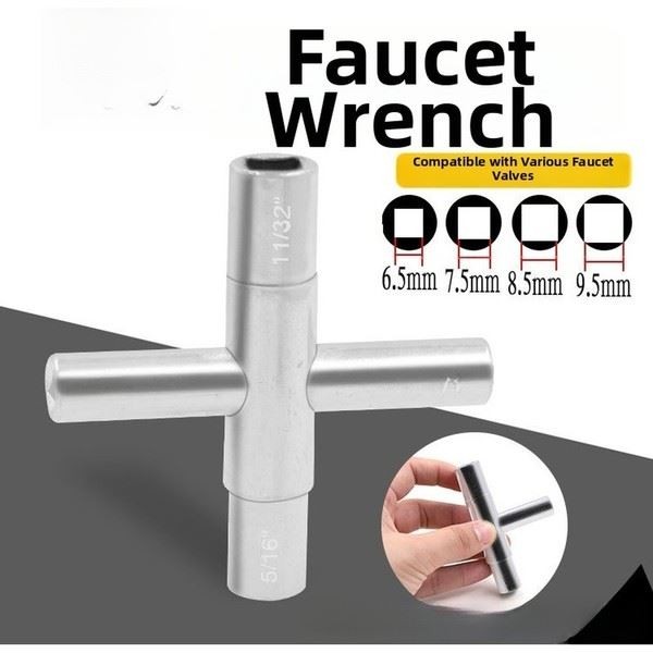 Water Valve Tool 4-in-1 Wrench Multi-size Compatibility Pocket Portable