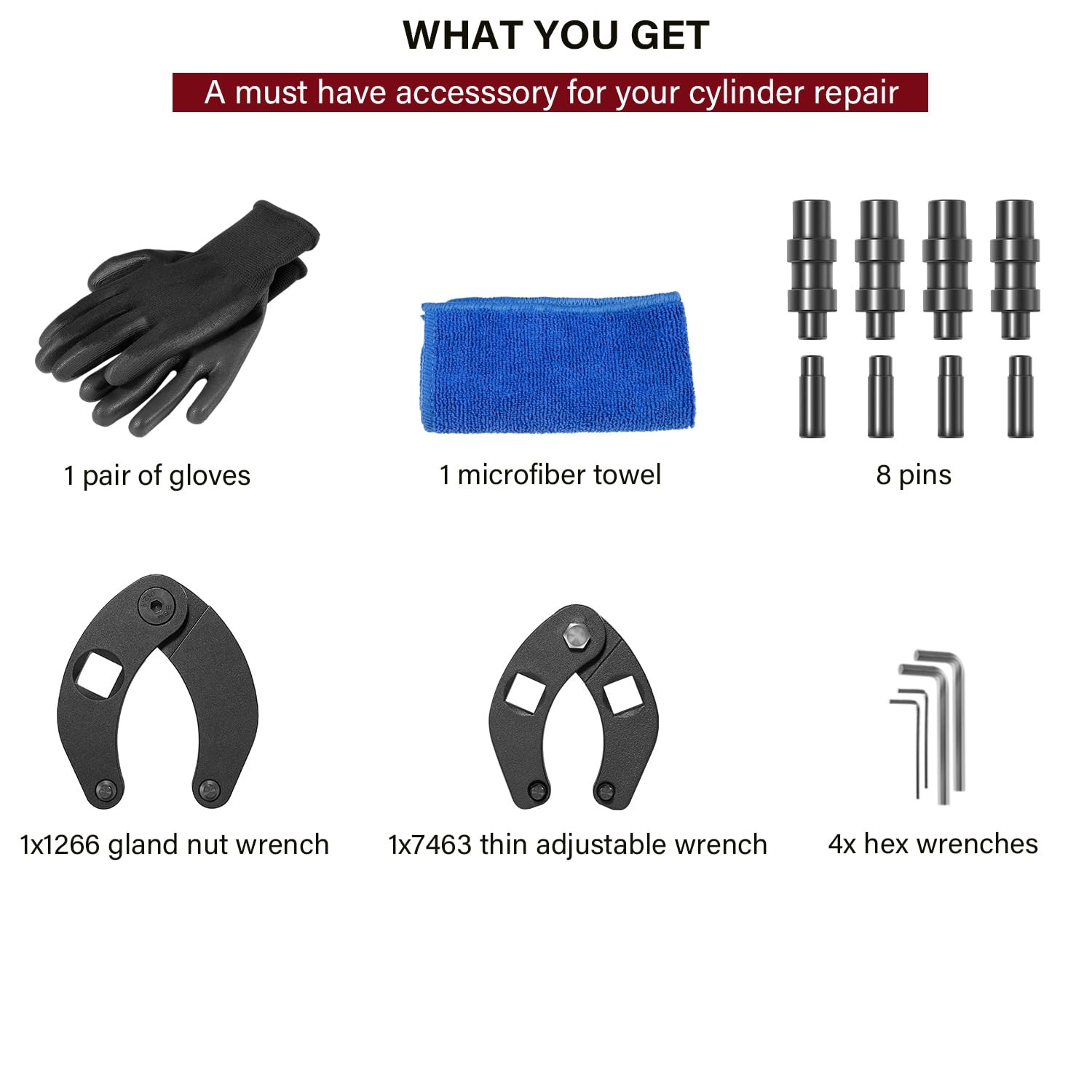 1266 7463 Adjustable Gland Nut Wrench Spanner Tool Set with Gloves & Towel