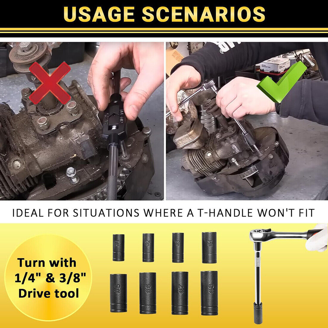Tap Socket Set 1/4 in and 3/8 in Drive 8 Pieces Magnetic Tap Holders Set Tools