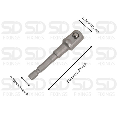 5 x CRV 1/2″ Impact Drill Driver Bit Socket Adapter Hex Shank Extension Bar