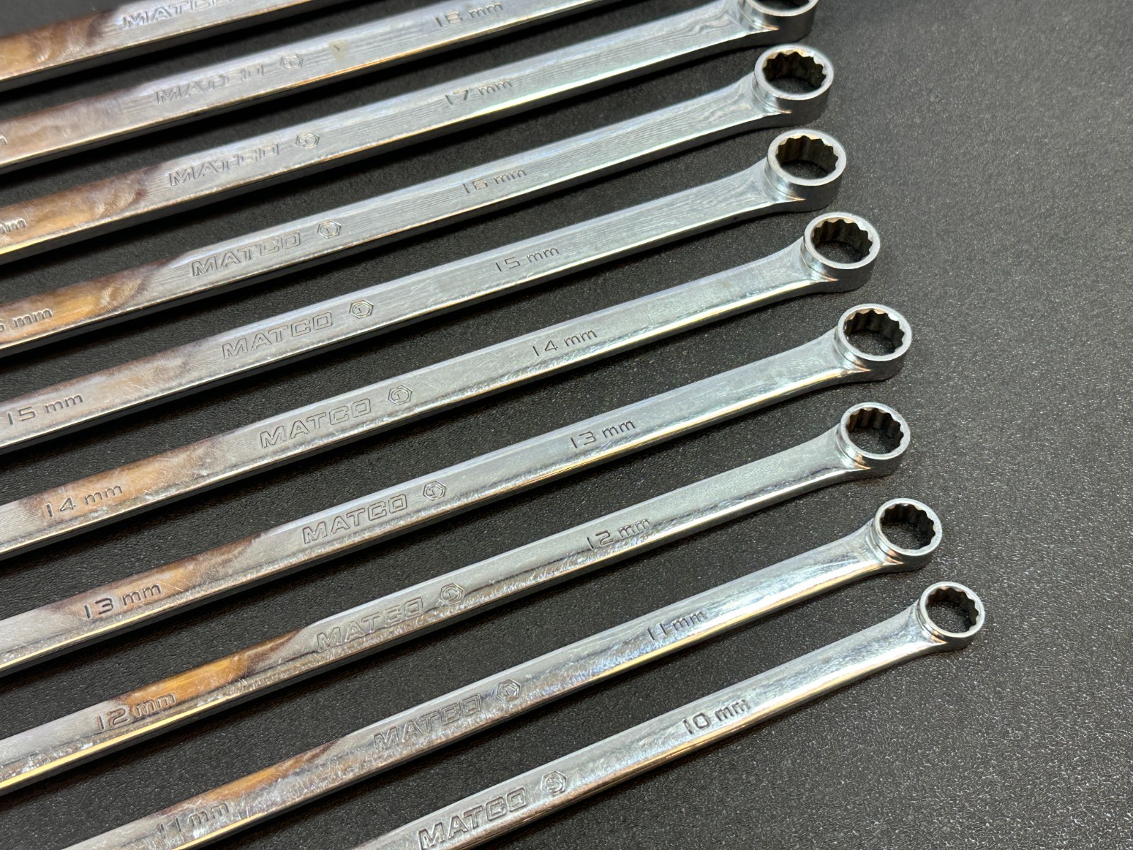 Matco Tools GRBZXLM 10pc Extra Long Metric 10mm-19mm Ratcheting Box Wrench Set
