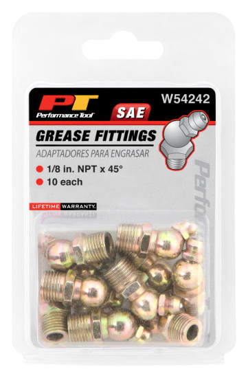 Performance Tool W54242 1/8″ NPT 45 Grease Fitting, (Pack of 10)