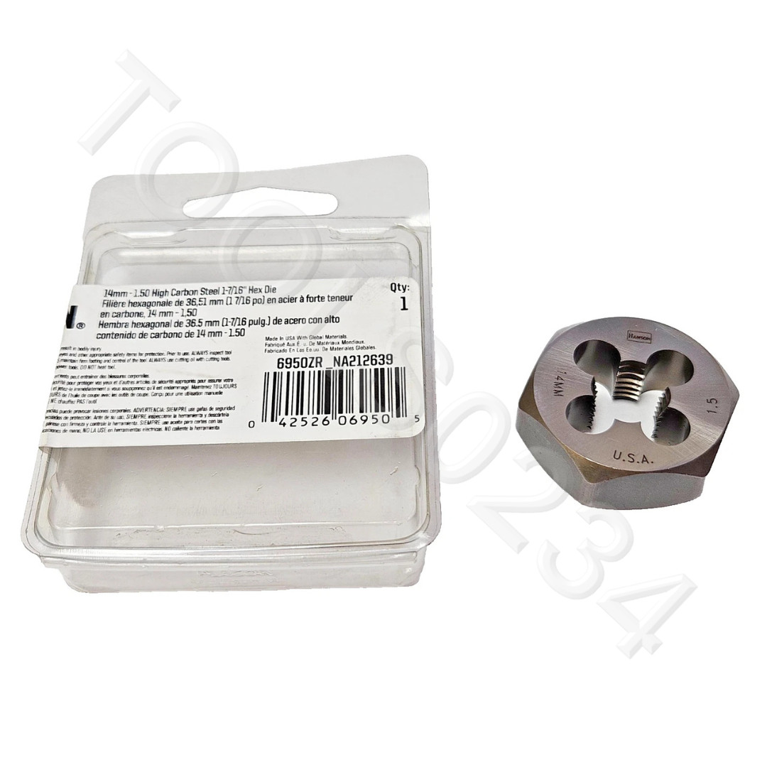 M14 X 1.5 Irwin Hex Die 6950 ZR Metric 1.4″ Hex Rethd Die 14MM Carbon Steel