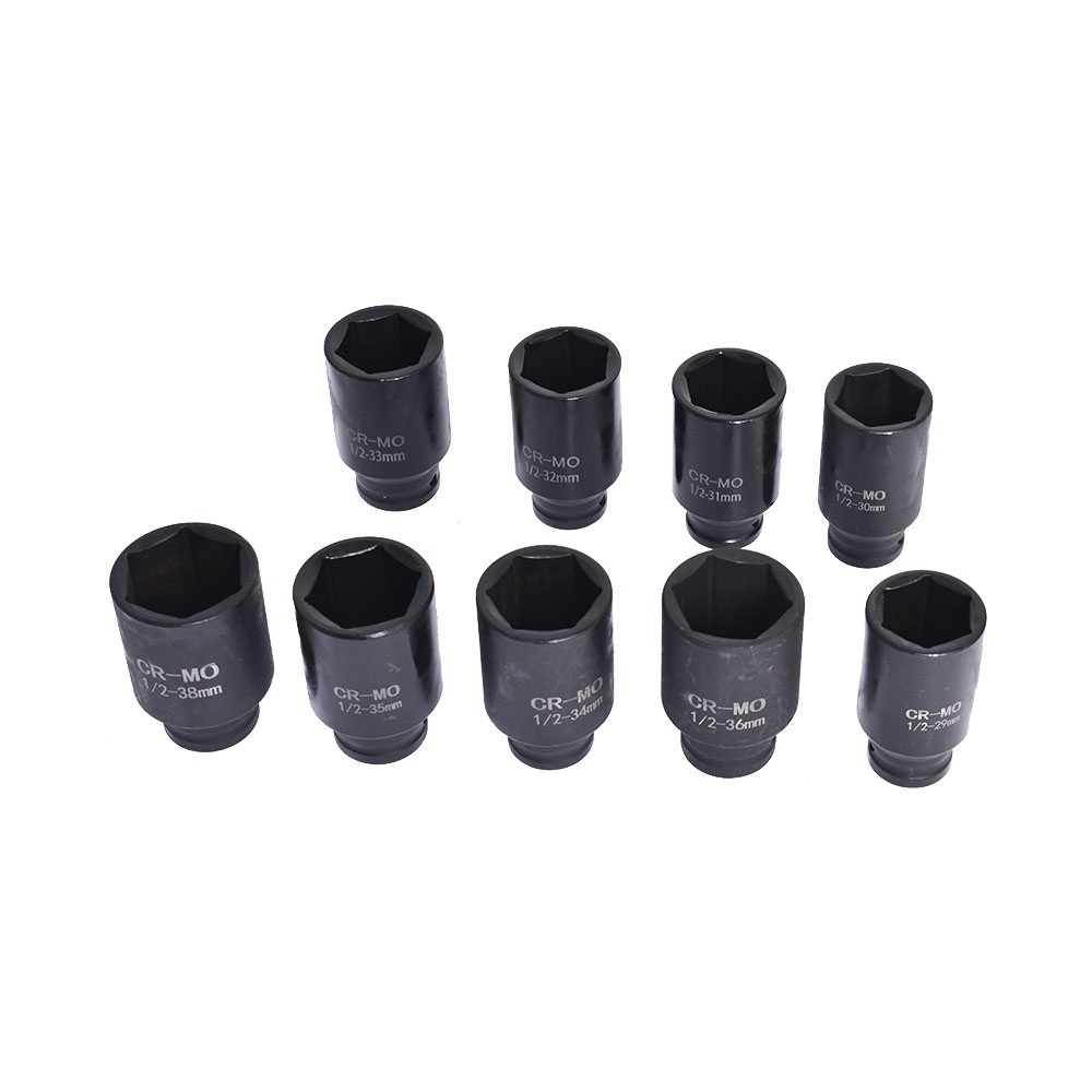 9× 29-38mm Impact Socket Tool Kit 1/2″ Drive Metric Axle Hub Nut Socket