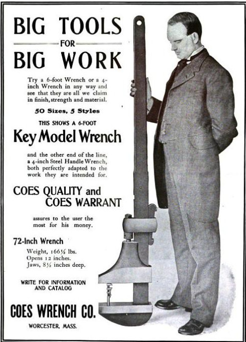 Vintage 1940’s BILLINGS «Coes» 10″ Heavy Duty All-Steel Adjustable Monkey Wrench