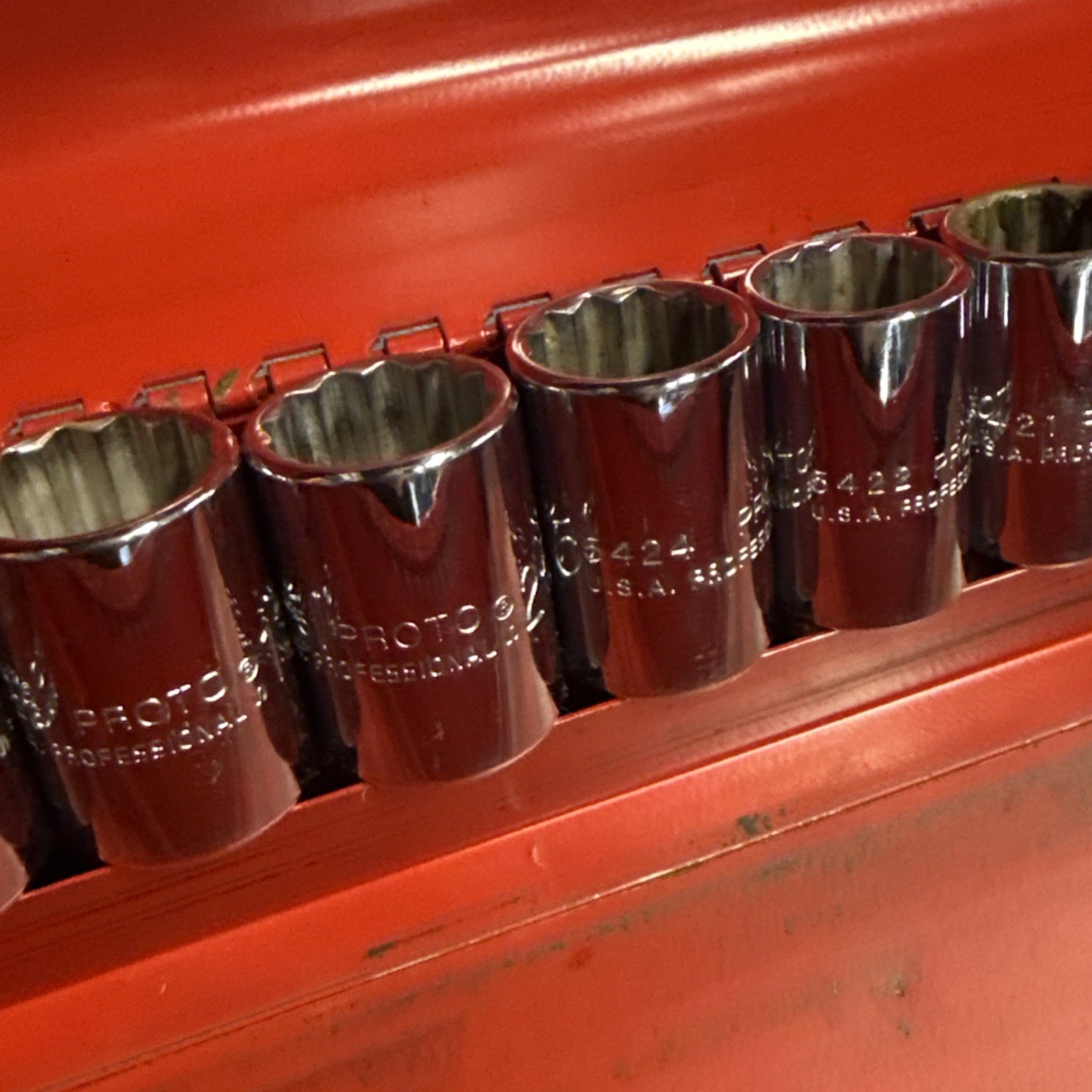 26 pc. PROTO TOOLS 1/2” DRIVE PROFESSIONAL SAE SOCKET SET 12-POINT +METAL CASE