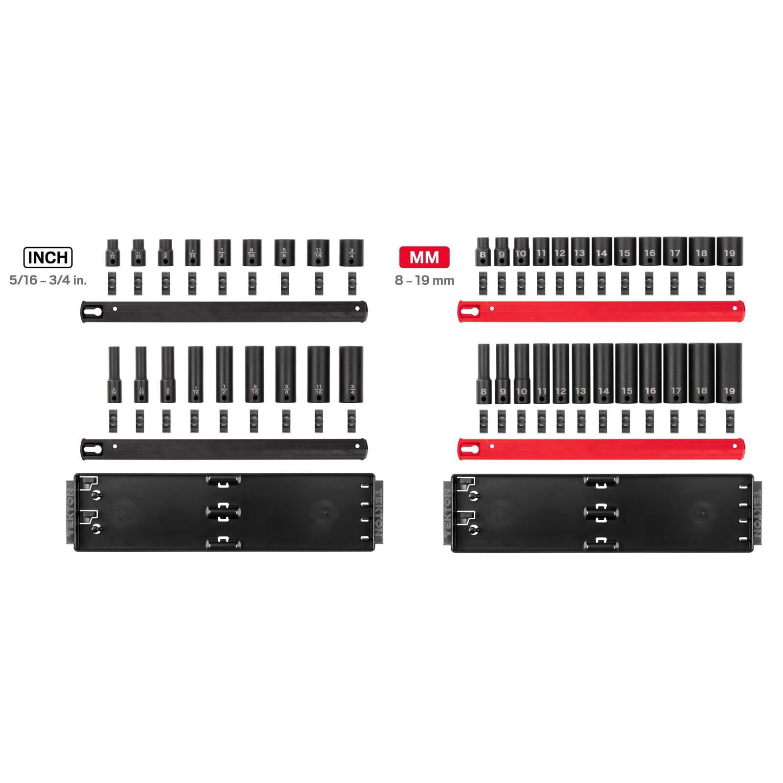 Tekton SID91216 3/8″ Drive 6-Point Impact Socket Set, 42-Piece