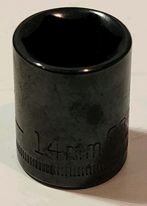 Vintage Black Chrome Craftsman 14mm 6PT 3/8″ Drive Shallow Socket S-AD #44569