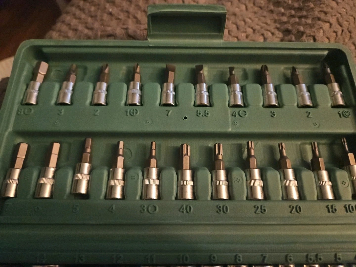 Unbranded, 46 Piece Socket Set, Open Box, Carrying Case Green