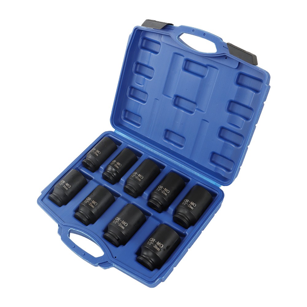 Labwork 9Pcs Deep Impact Socket Set Drive Metric Axle Hub Nut Socket 6 Point