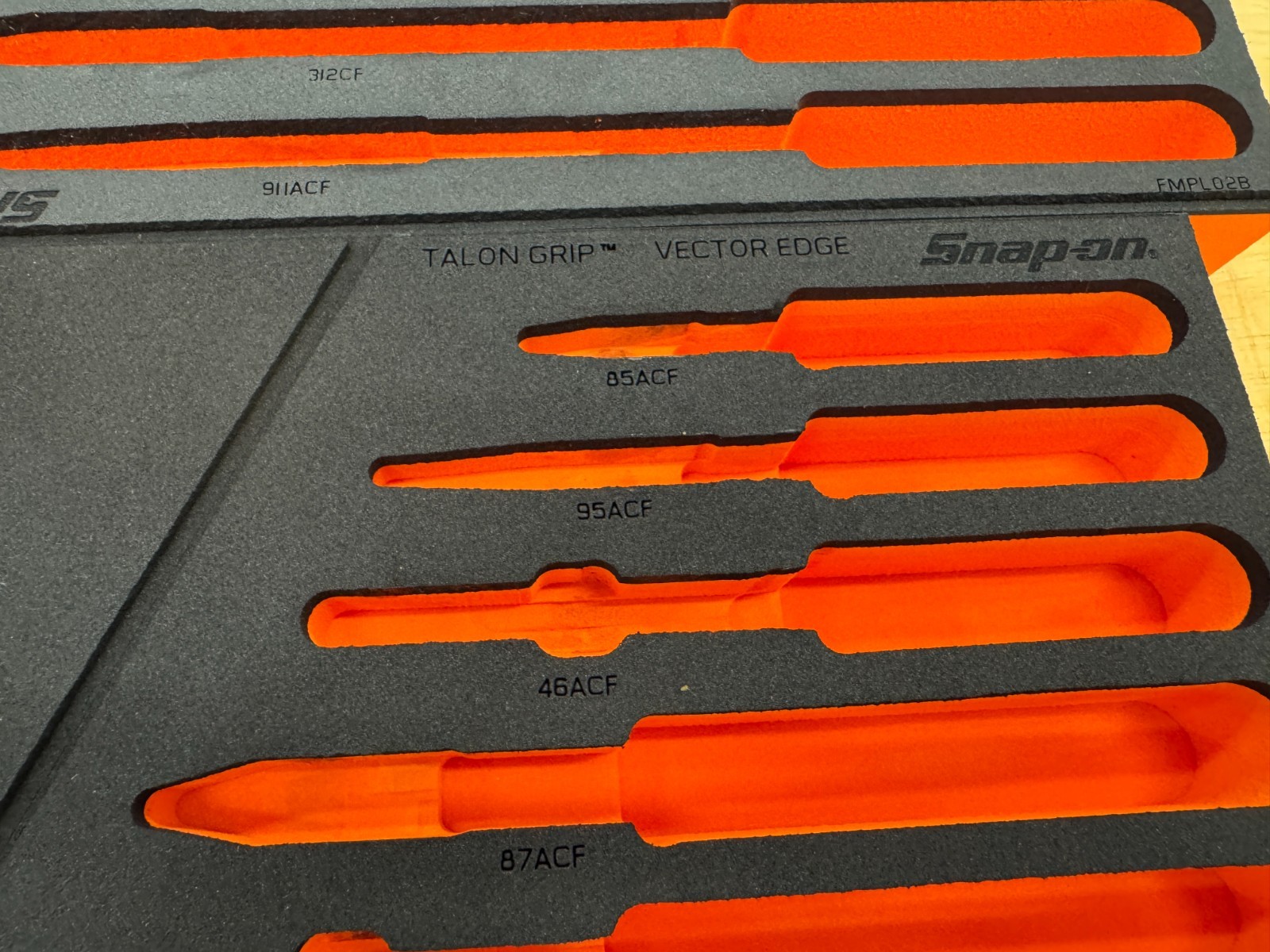 Snap-on Tools NEW 2pc ORANGE FOAM ORGANIZER TRAYS for 12pc Essential Plier Sets