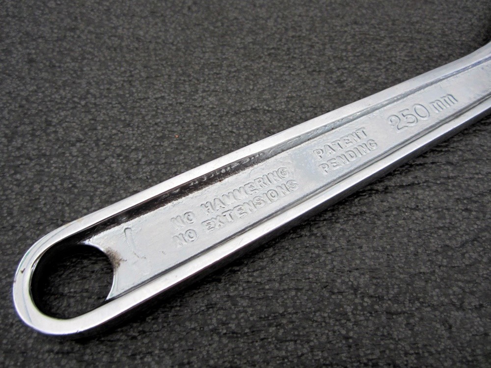 Vintage Snap-on 10″ Adjustable Wrench AD10 Chrome Underline USA