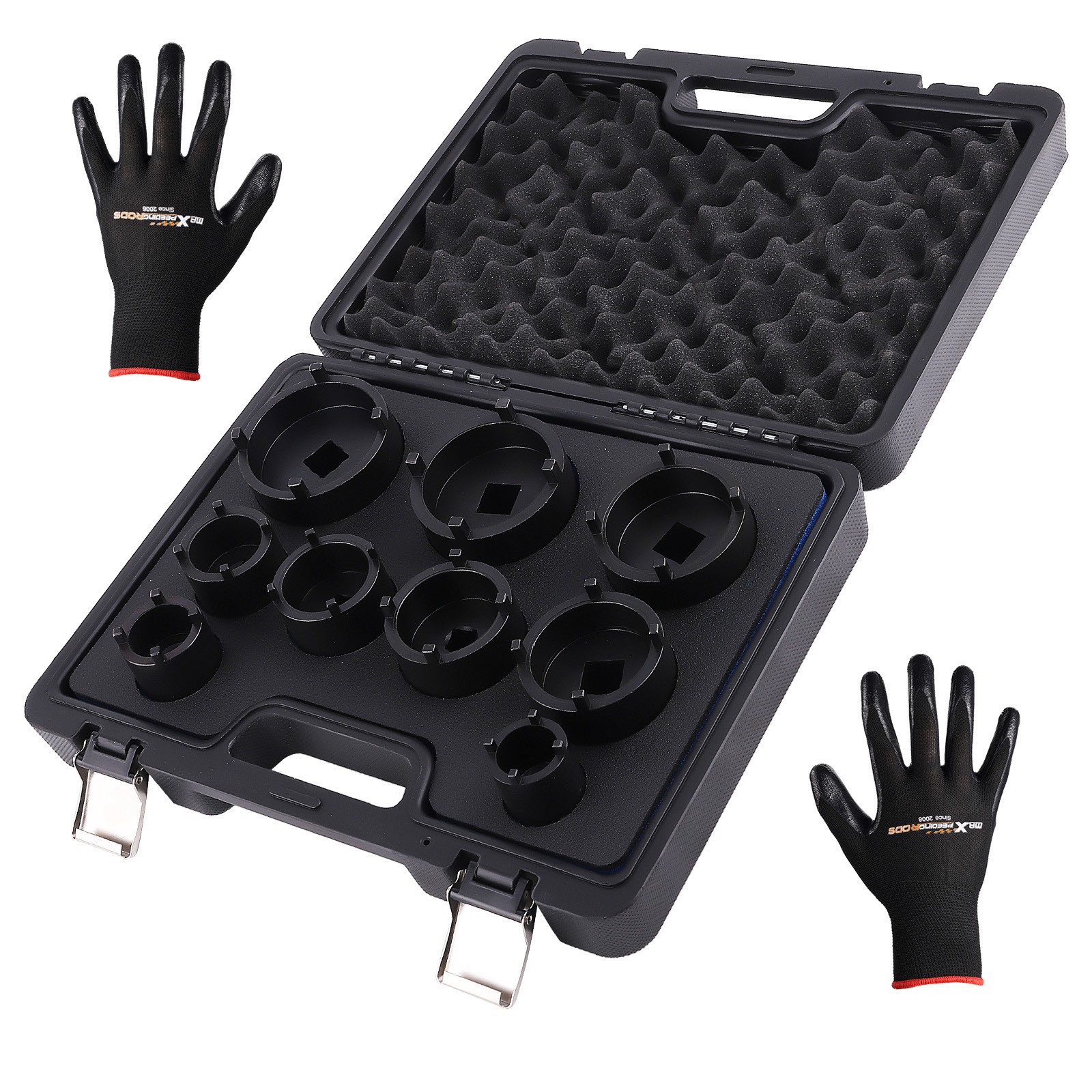 9PCS 1/2″ & 3/4″ DRIVE GROOVED LOCK NUTS SOCKET SET FOR KM4-KM12 NEW