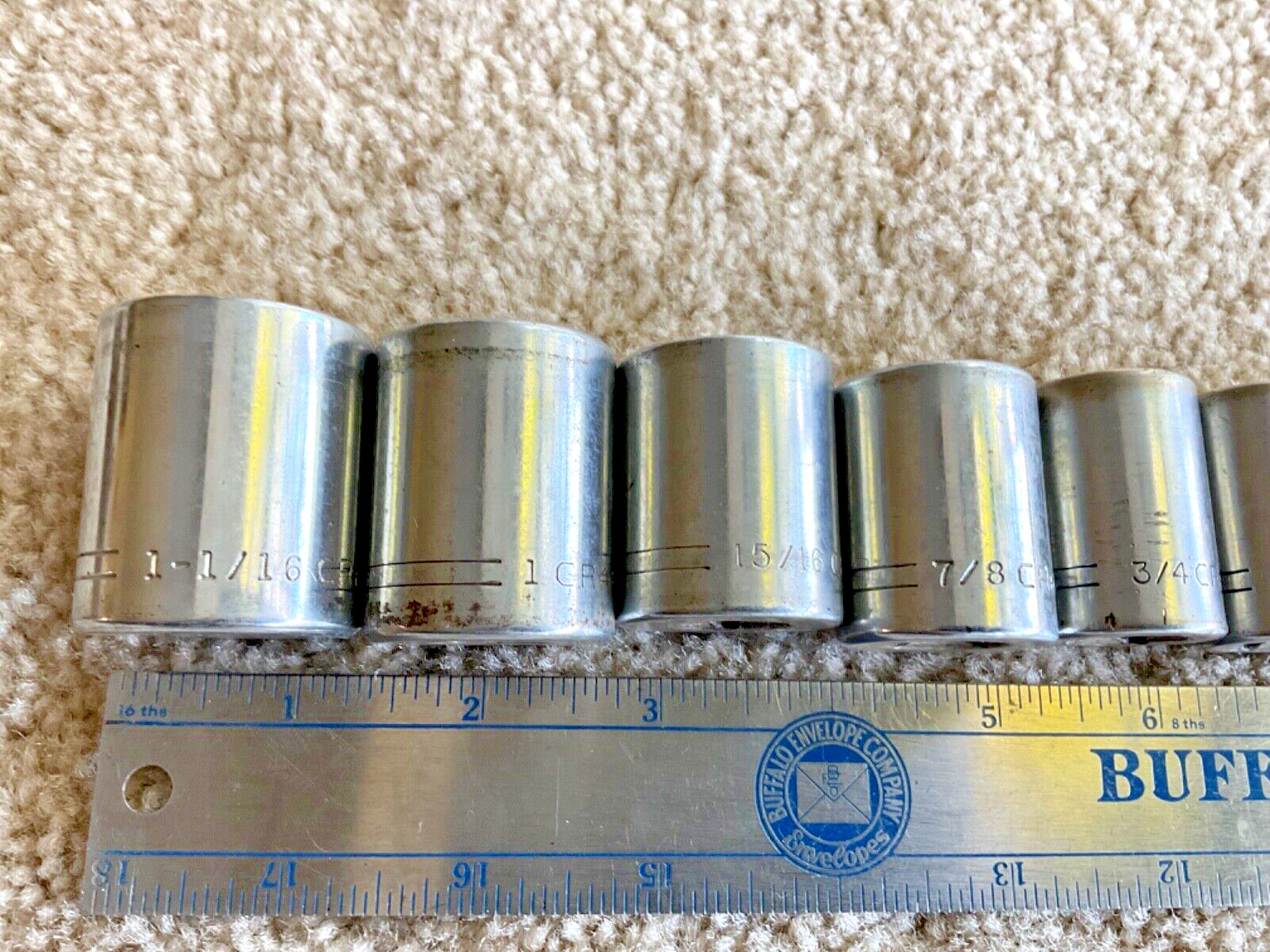 Craftsman Vintage lot 9 Pc Socket Set 1/2″ Dr 12 Pt 1 1/16” to 7/16” V USA