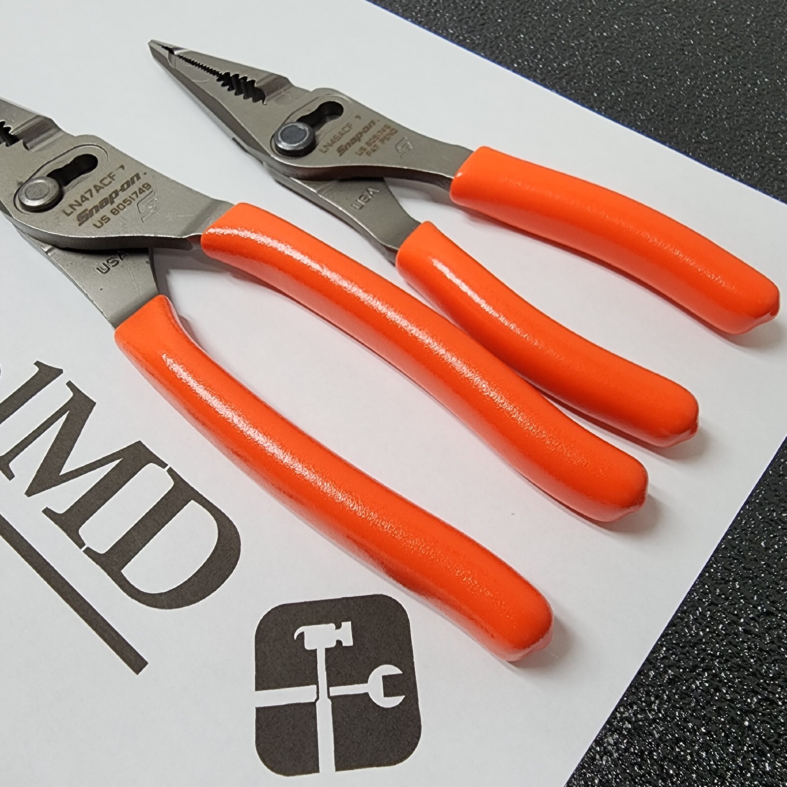 Snap-on Tools USA NEW 2pc ORANGE 7″ & 9″ Long Nose Slip Joint Plier Set LN46ACF