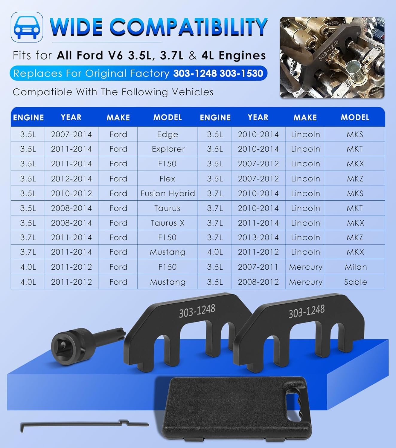 Camshaft Holding Timing Tool for Ford 3.5L 3.7L 4V Engine 303-1248 303-1530