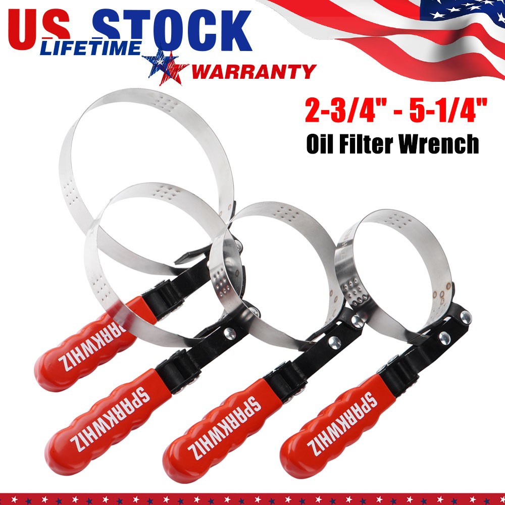 SPARKWHIZ 4 Sizes Oil Filter Wrench Oil Filter Removal Tool Set 2-3/4″ – 5-1/4″