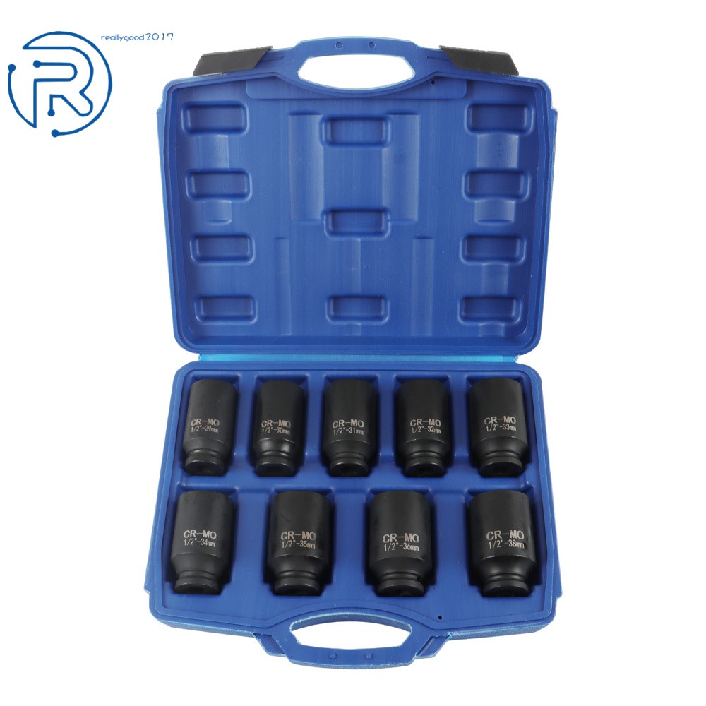 Deep Impact Socket Tool 9Pcs/Set 1/2″ Drive Metric Axle Hub Nut Socket 29-38mm