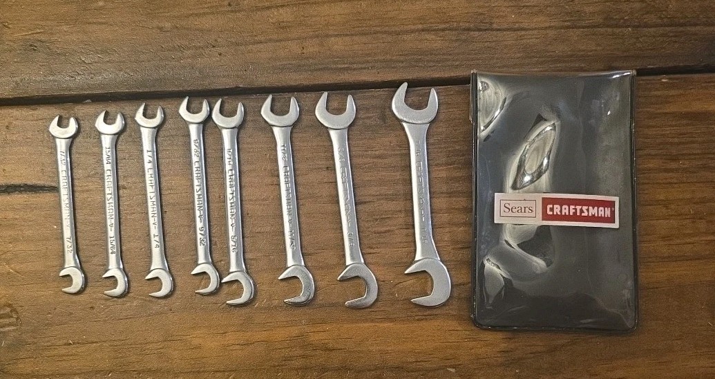 Craftsman 8 Piece Open End Ignition Wrench Set 4306 SAE 7/32 – 7/16 USA Super