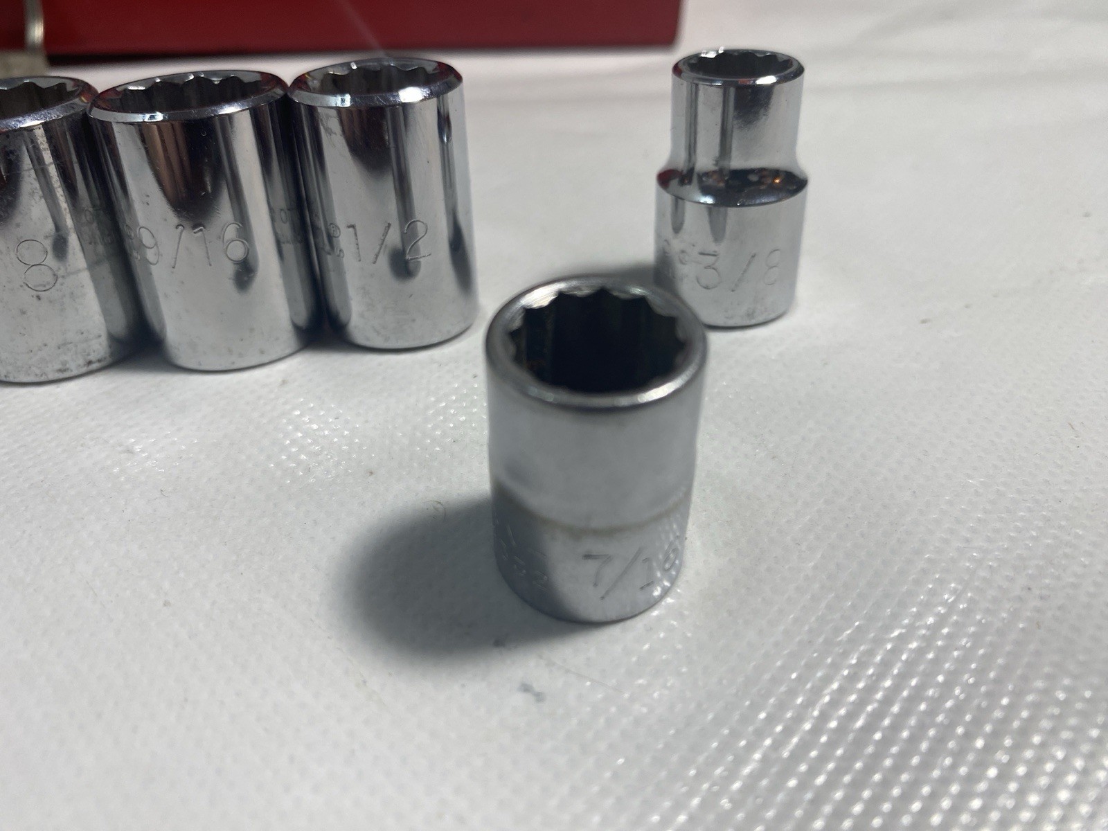 Vintage Proto Ratchet J52130 3/8 in Drive 12-Point Socket Set Missing 2 Pieces