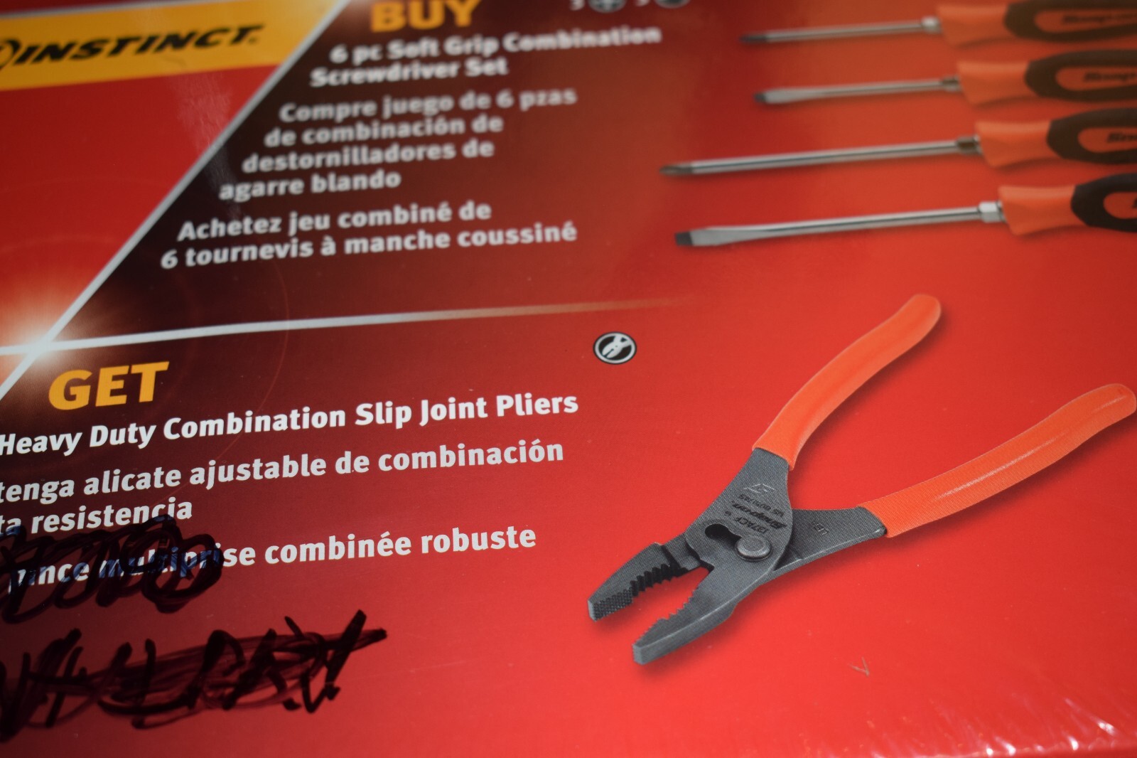 Snap-On Tools 7pc Orange SGDX60 Soft Grip Screwdriver Set & 137ACF Pliers ~ US9