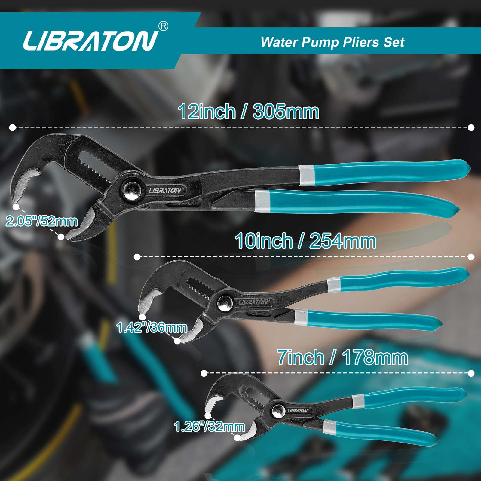 7/10/12 Inch Water Pump Pliers Quick-Release Water Pipe Pliers Adjustable
