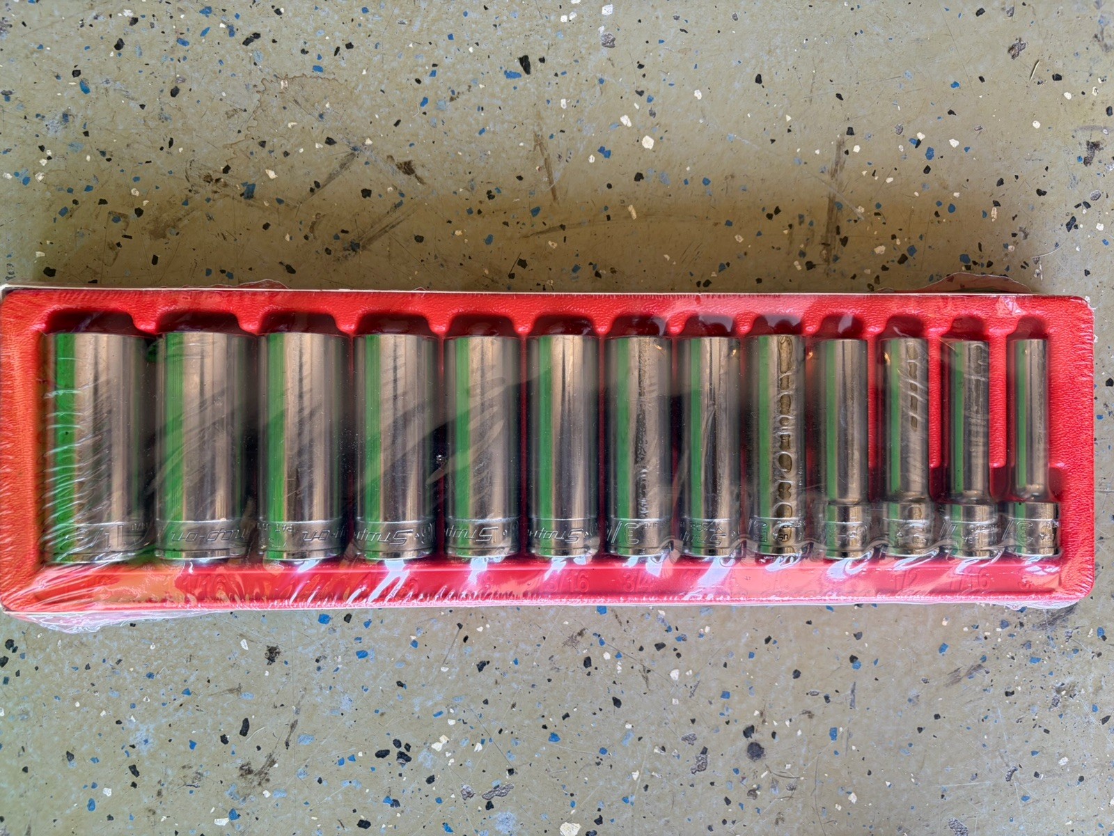 NEW Snap-on 313YTSY 13Pc 1/2” Drive SAE FDX Deep Socket Set 3/8”-1-1/8” USA