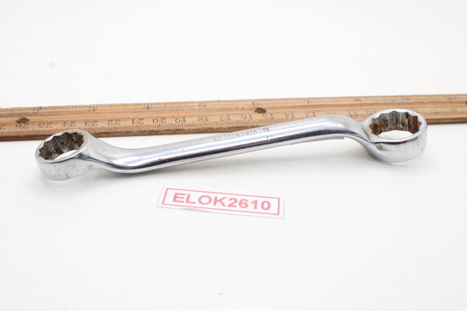 Snap-On XS-2024 5/8″ x 3/4″ 12 Point 6-1/2″ Long SAE Offset Box End Wrench USA
