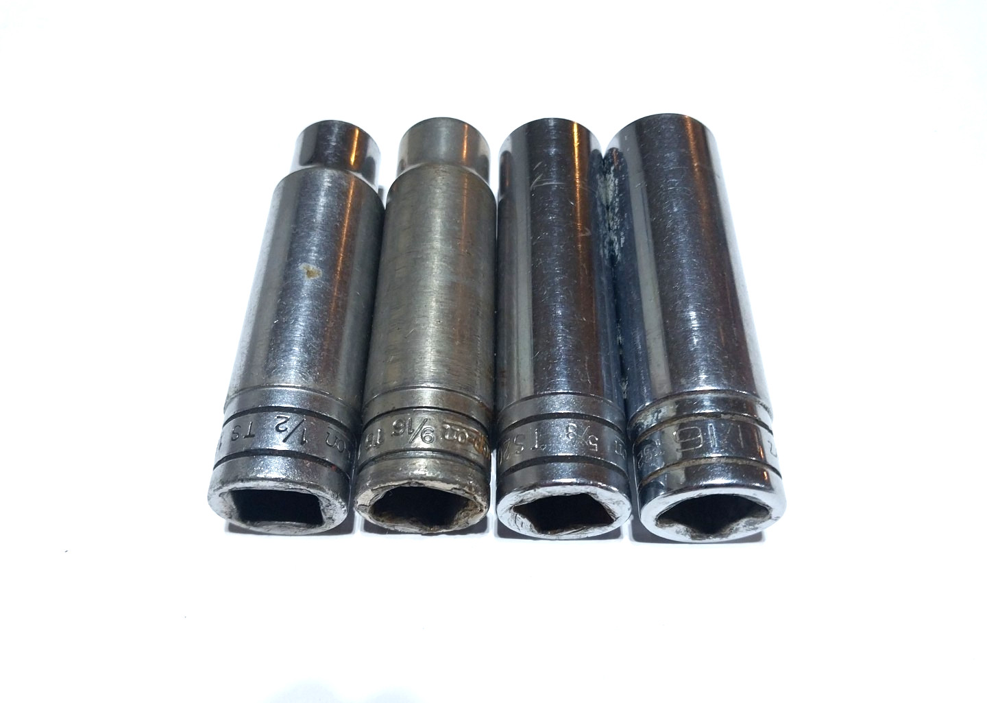Snap On 1/2″ Dr Deep Sockets 1/2″,9/16″,5/8″,11/16″ So#94