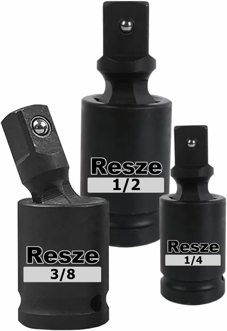 3PCS Impact Universal Joint Swivel Socket Adapter Set 1/4″ 3/8” 1/2″ Drive 360°