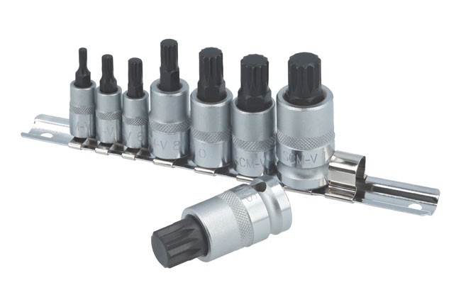 8 Piece Spline Socket Bit Set 1/4″D, 3/8″D, & 1/2″D Laser 3266
