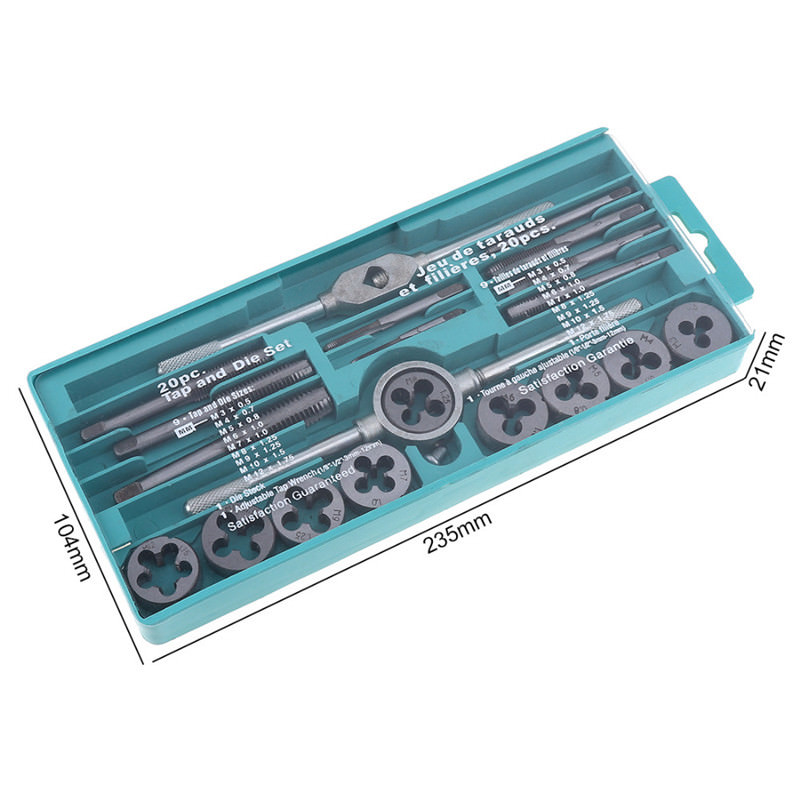 20Pcs Car Alloy Steel Taps Die Wrench Repair Metal Screw Thread Plugs Set Tool