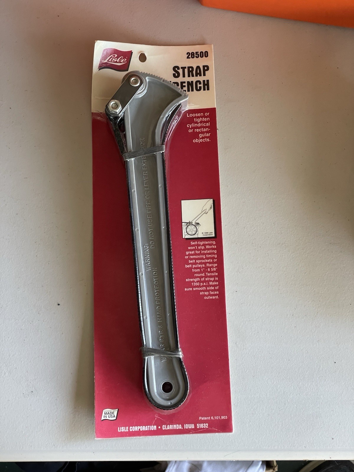 Lisle Tools Plastic Handle Strap Wrench for up to 6-5/8″ diameter #28500 USA