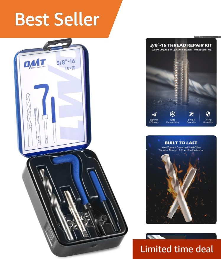 Complete Thread Repair Kit: 3/8″-16 Helicoil Tool Set with Inserts & Case