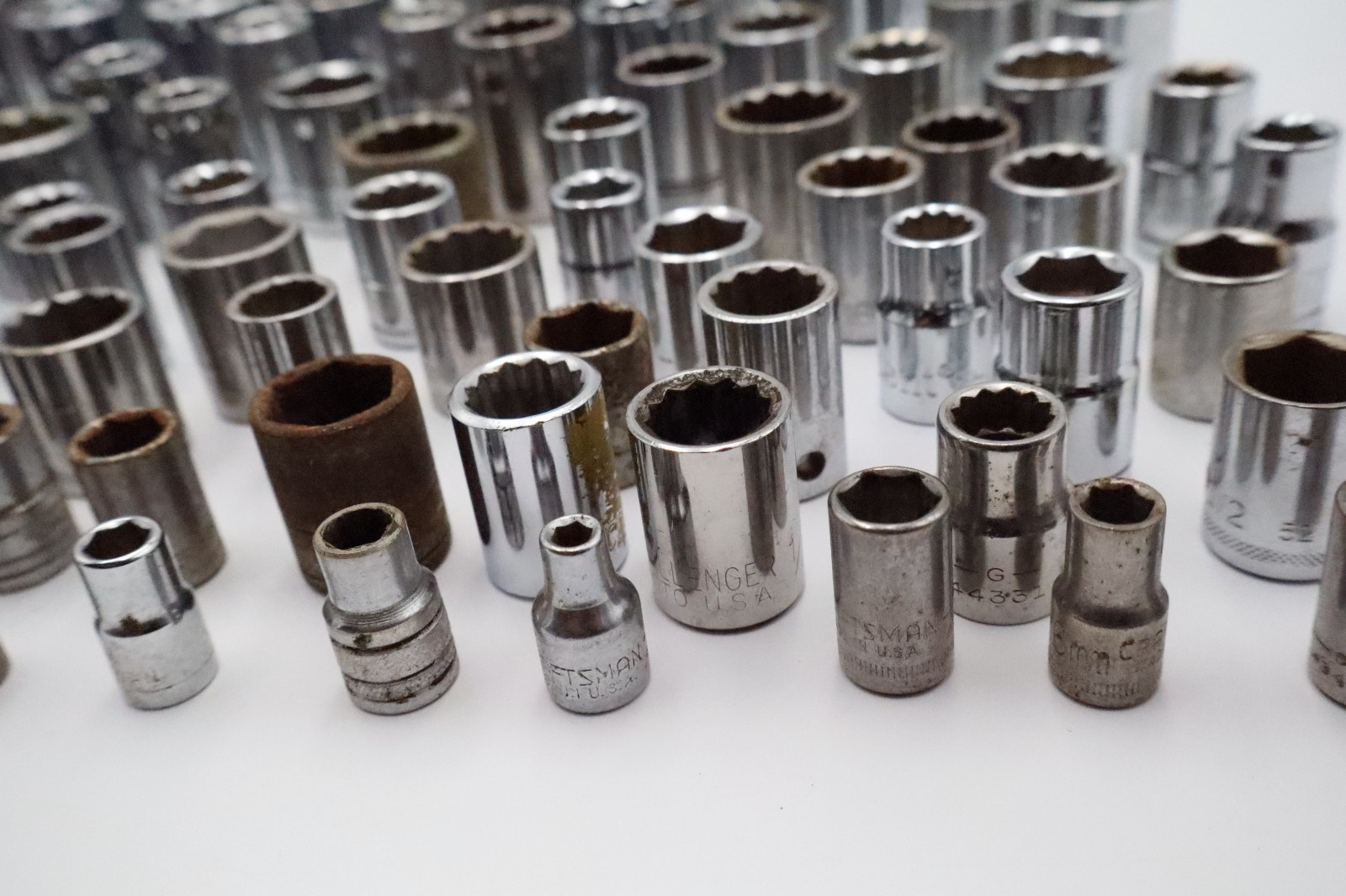 Large Mixed Socket Lot 1/4 3/8 1/2 Drive SAE Metric Deep Standard USA Tools