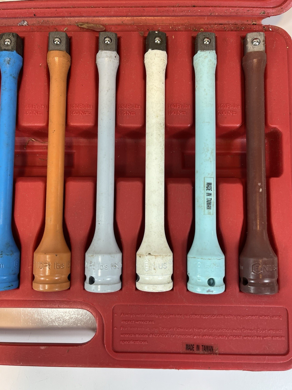 Genius Torque Extension Bars In Case Complete Set of 10 Pre-owned Excellent Cond