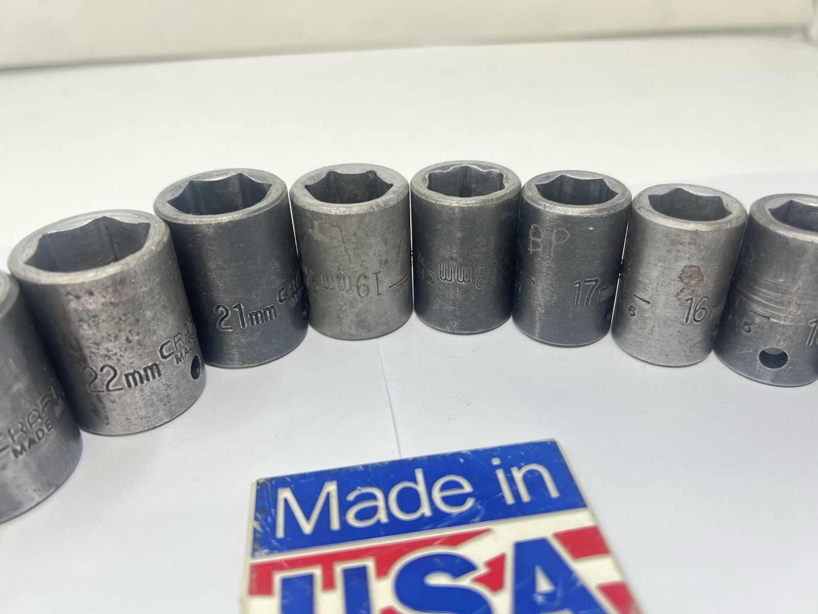 Vintage SEARS CRAFTSMAN USA 11pc METRIC GK EE Impact Socket Set 1/2″ Drive 19450