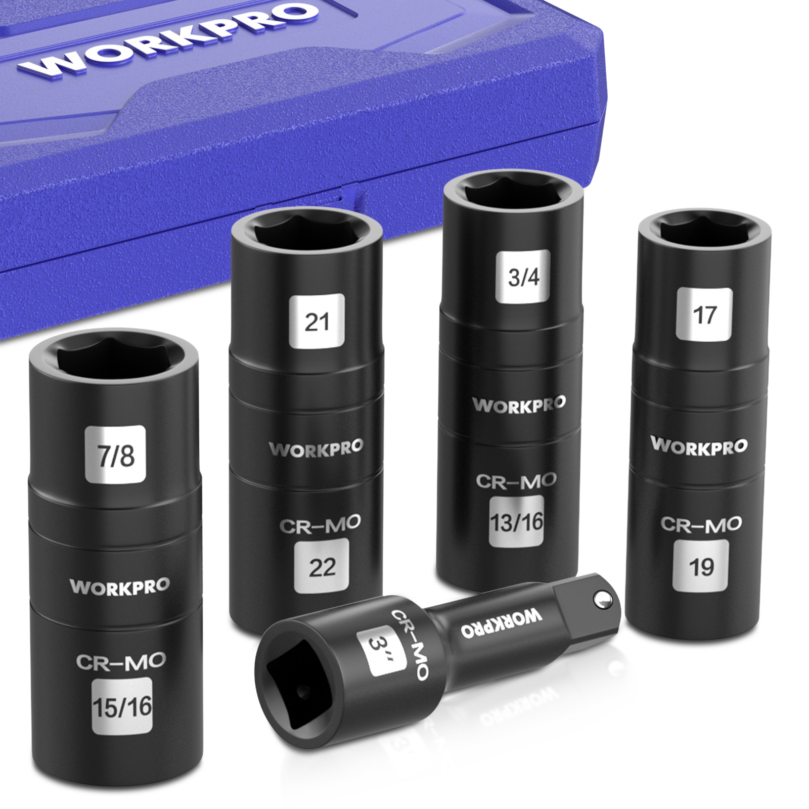 WORKPRO 5PCS Impact Socket Set 1/2″ Drive, Lug Nut Socket Set Cr-Mo Steel
