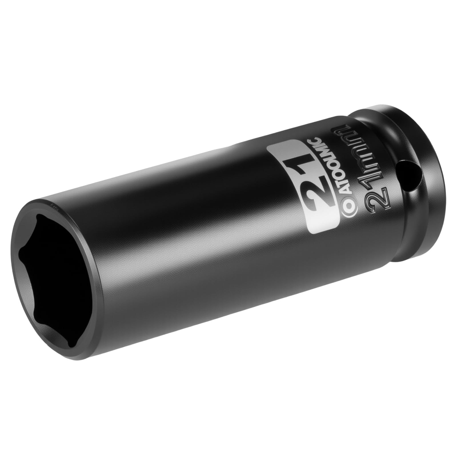 ATOOLMIC 1/2 Inch Drive x 21mm Impact Socket, Metric Deep 21mm, ‎black Oxide