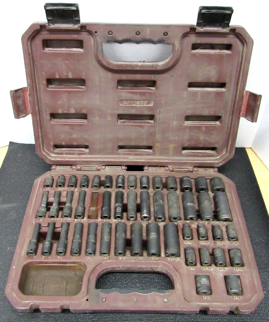 Matco SAP486V 48pc 1/4″ Metric/SAE 6pt ADV Standard/Deep Impact Socket Set READ