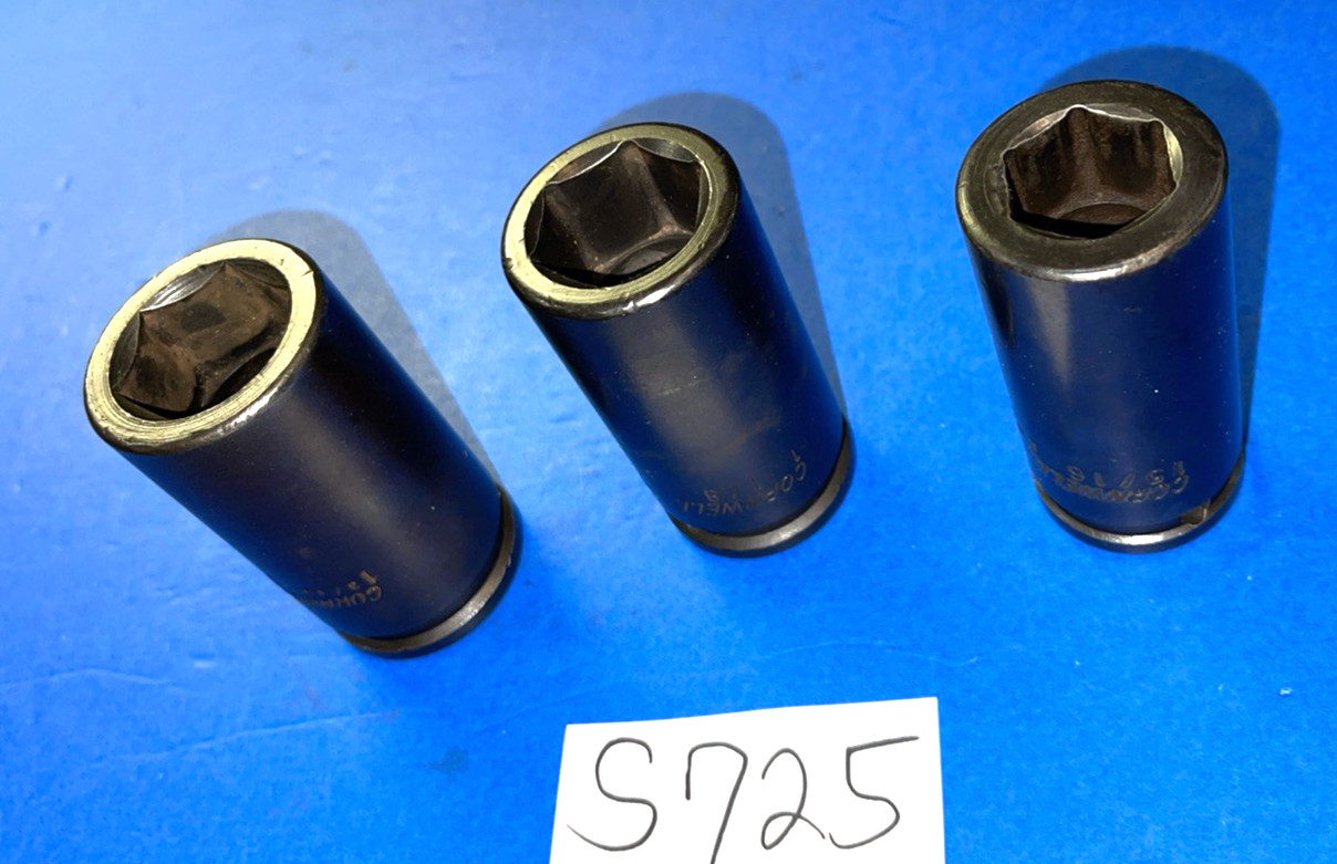 CORNWELL TOOLS 3 PIECE 3/4 DRIVE SAE. DEEP IMPACT SOCKETS 15/16, 1-1/8, 1-3/16