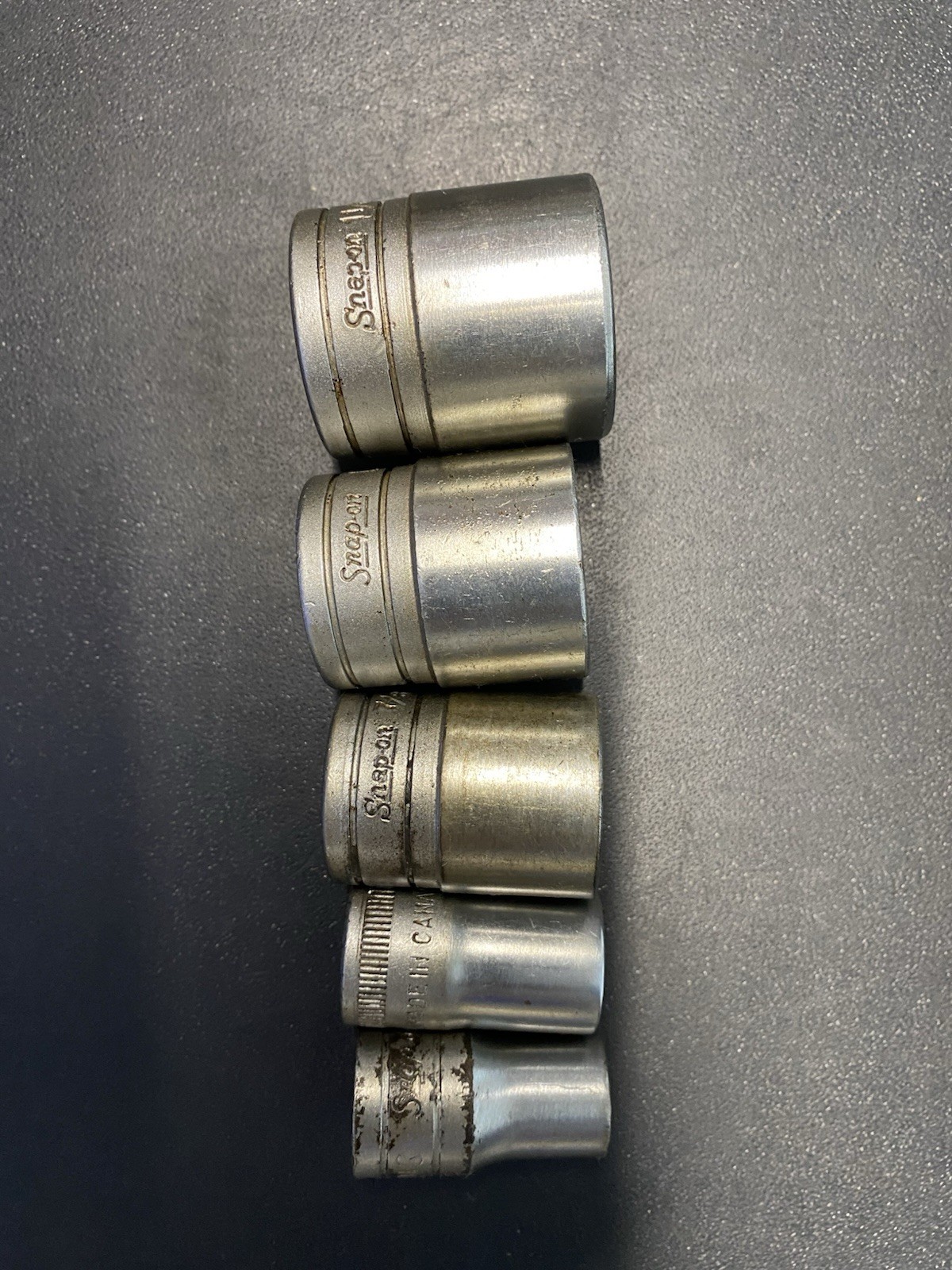Snap On Sockets Made In Canada 1-1/16”, 1”, 7/8”, 19/32”, 1/2”