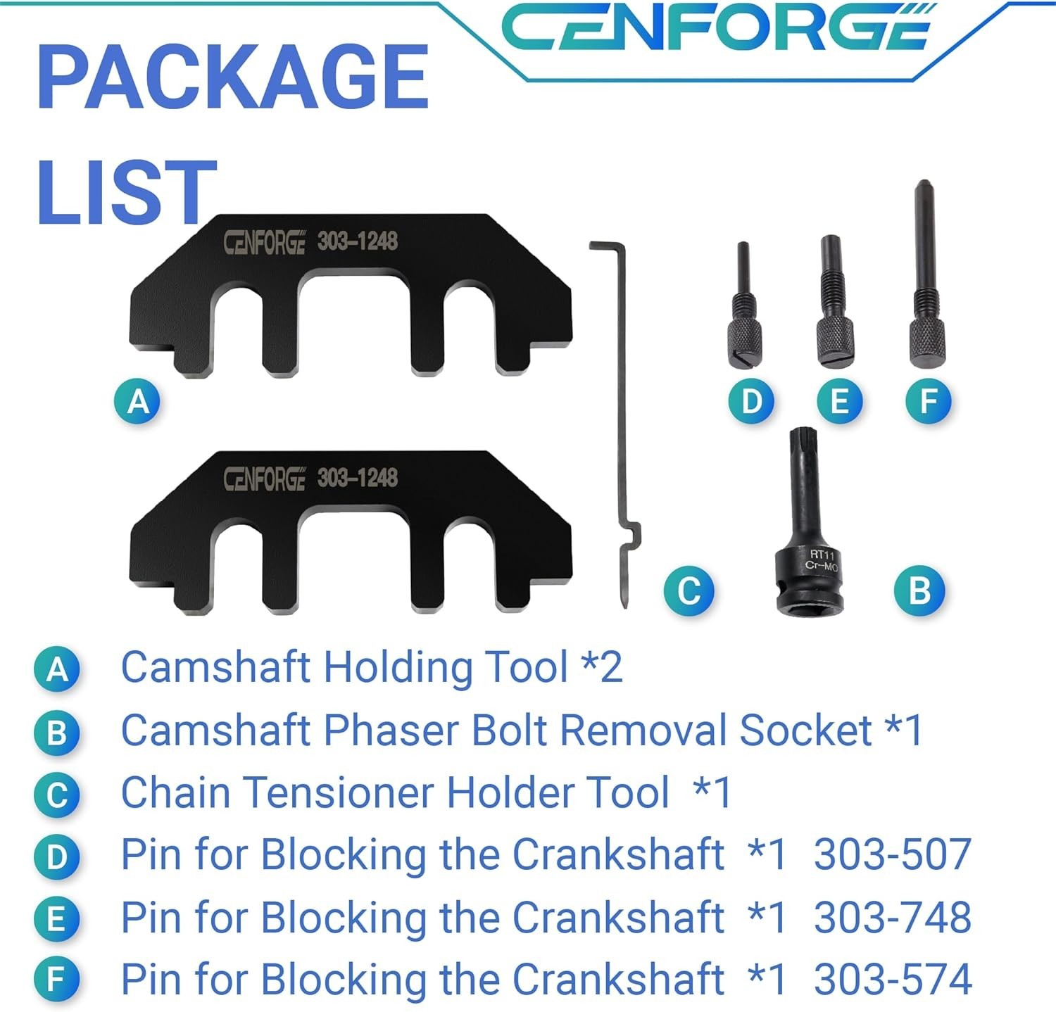 303-1248 7PC Camshaft Holding Timing Tool Kit for Ford 3.5L & 3.7L 4V Engine, wi