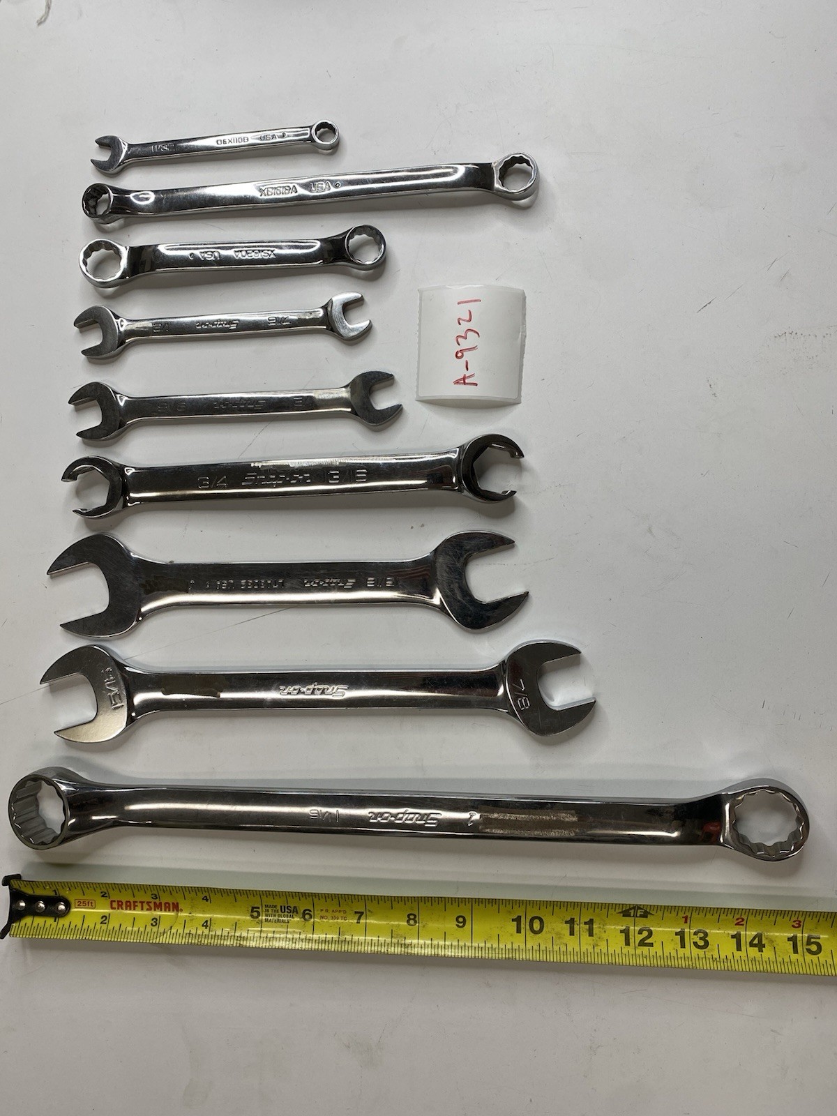 Snap-on Blue-Point SAE Wrench Lot 9pc 1-1/16 15/16 7/8 13/16 USA