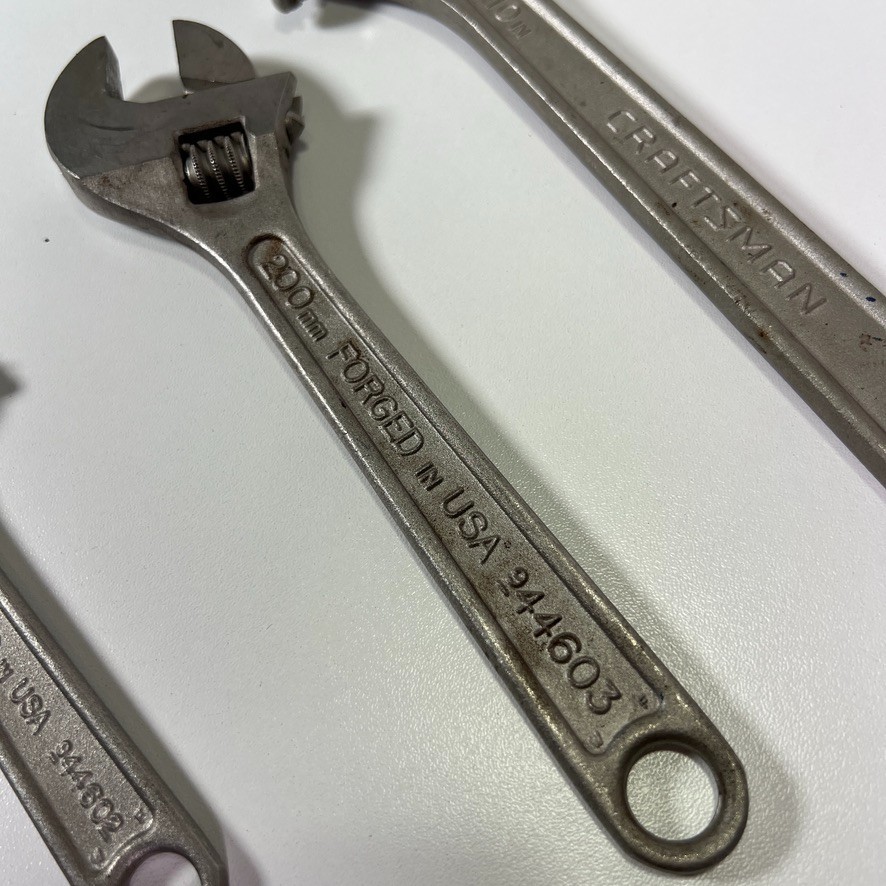 Vintage Craftsman Crescent Adjustable Wrench Tool Set (6, 8, 10 in) USA Lot (3x)
