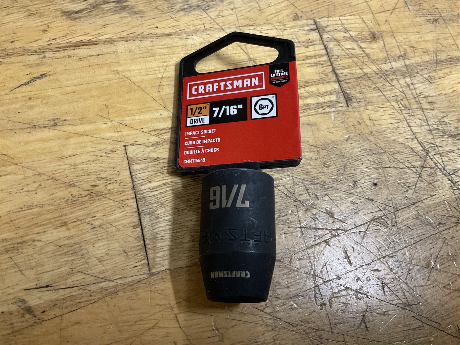 Craftsman 7/16″ x 1/2″ Dr Impact Socket – 6Pt – CMMT 15849