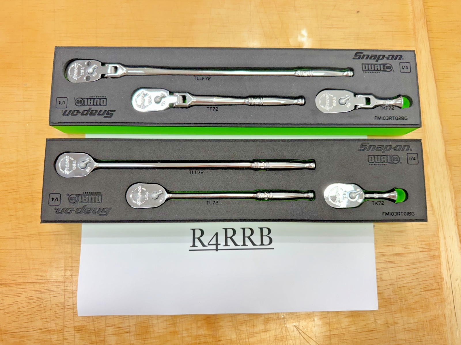 Snap-on Tools USA NEW 6pc 1/4″ Drive Fixed Flex Head Ratchet RARE GREEN FOAM Set