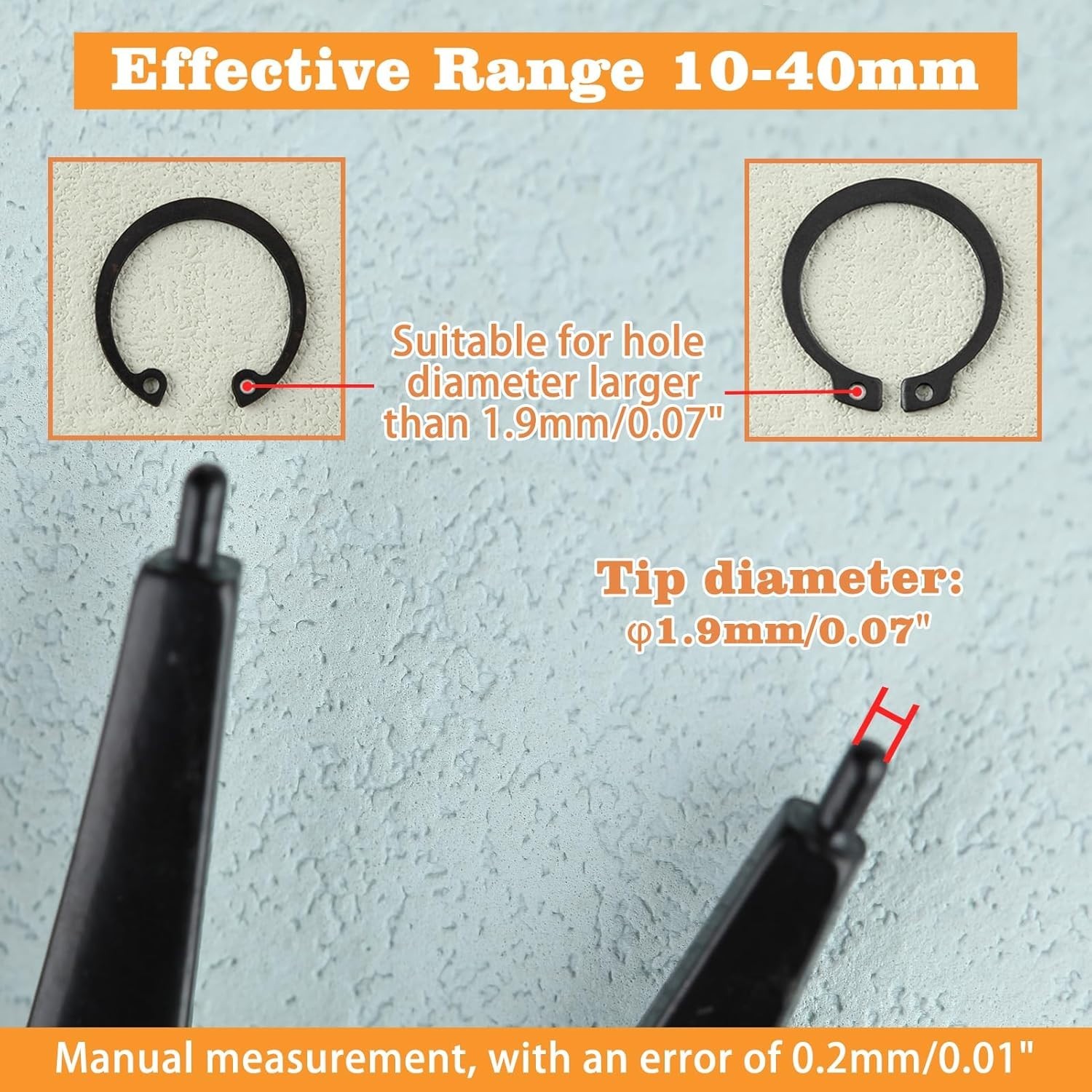 Ergonomic 2 in 1 Circlip Pliers for Effortless Installation: 10-40mm Size